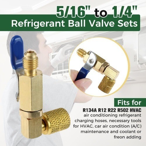 Air Conditioner Refrigerant Ball Valve, R410A Shut-Off Ball Valve 5/16″ SAE Fema
