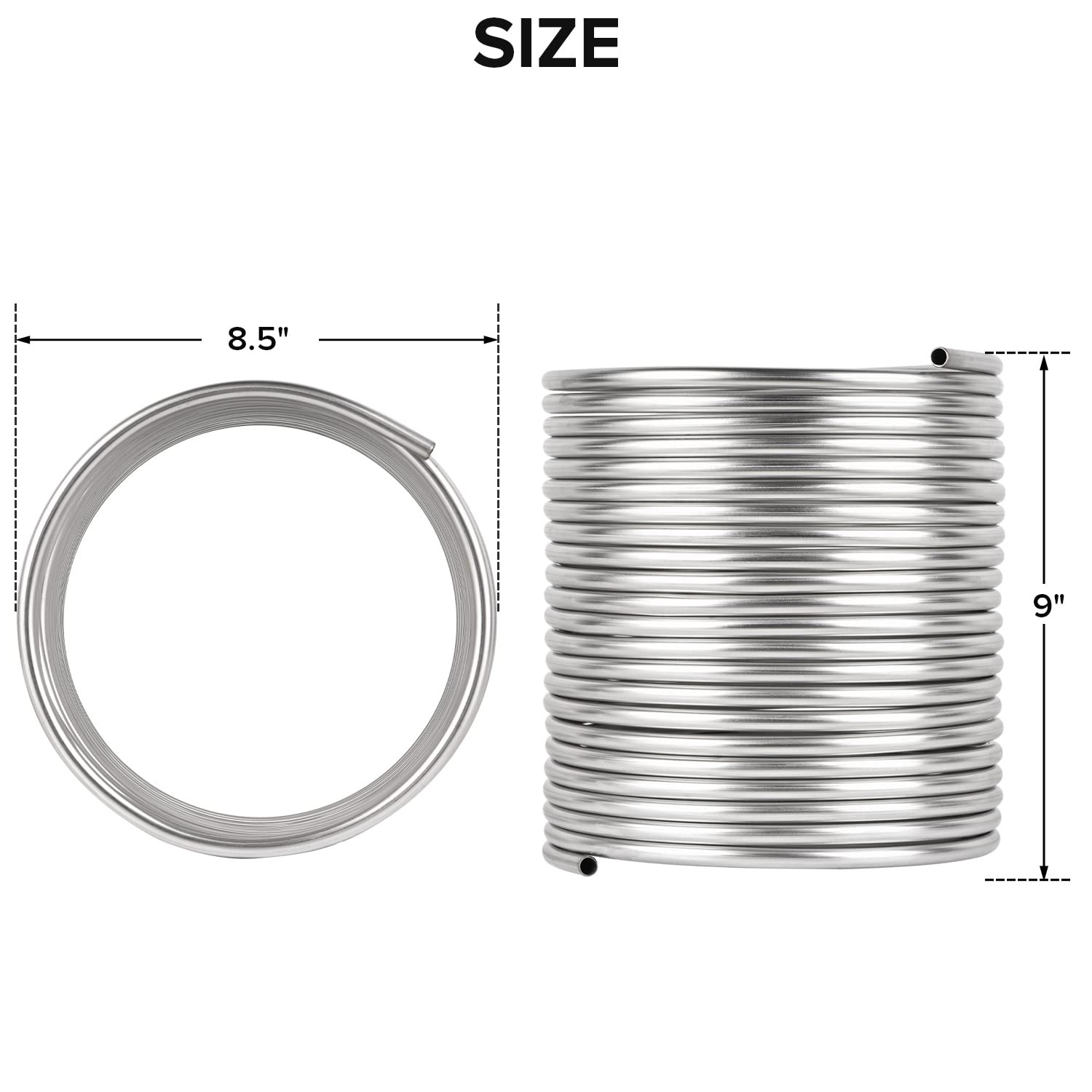 GEPPHILL 3/8″ x 50Ft 304 Stainless Steel Tubing Coil, Immerson Coil…
