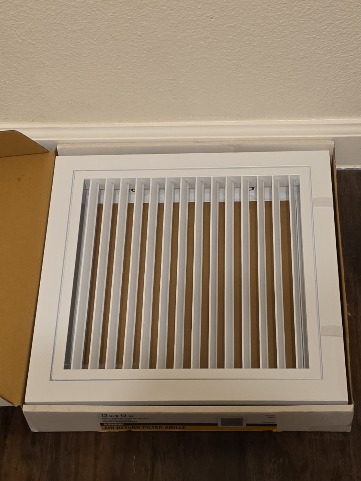 Everbilt 12 in. x 12 in. Aluminum Fixed Bar Return Air Filter Grille in White