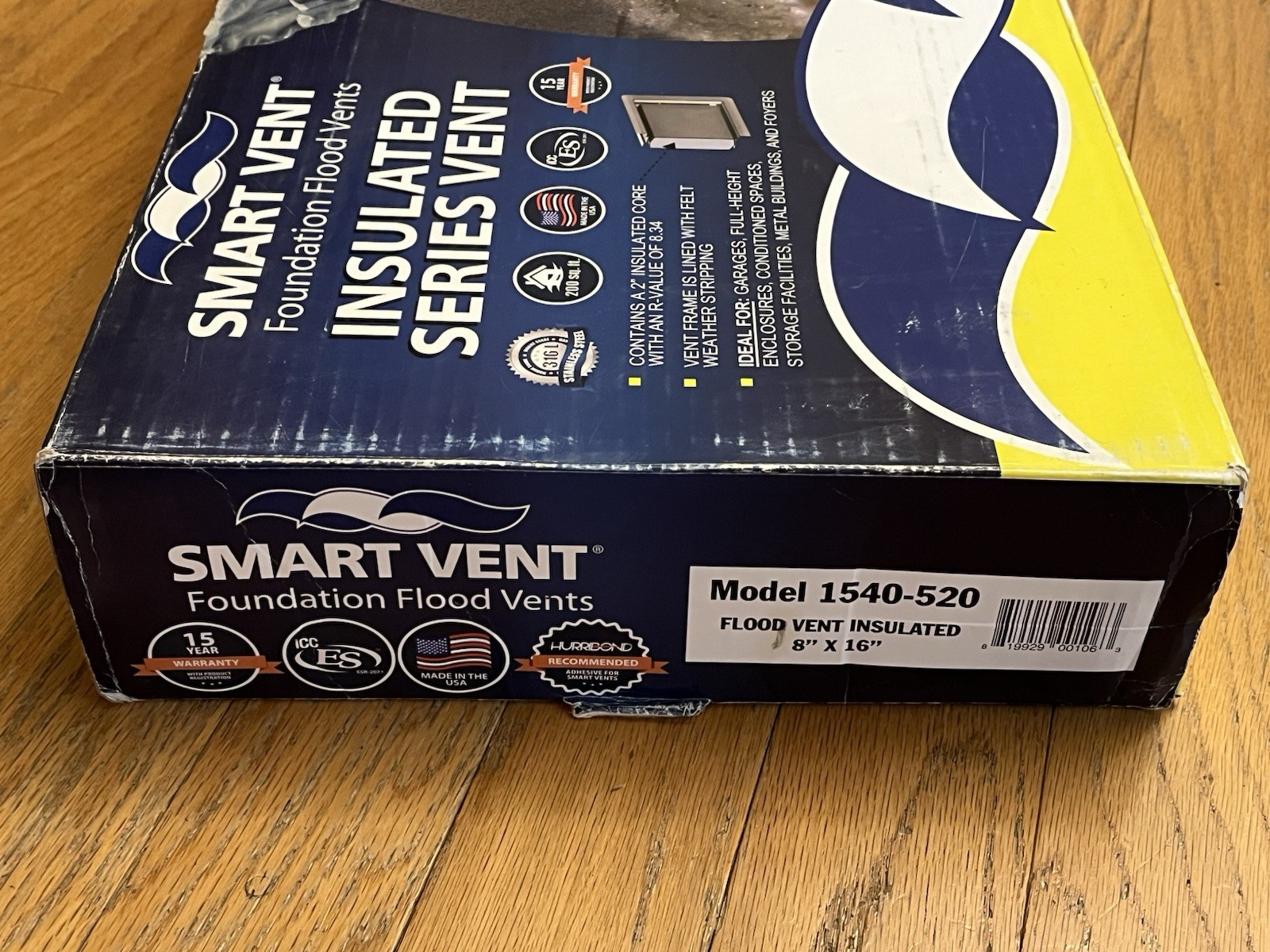 Smart Vent Insulated Foundation Flood Vent FEMA Compliant 1540-520 16″x8″ Gray