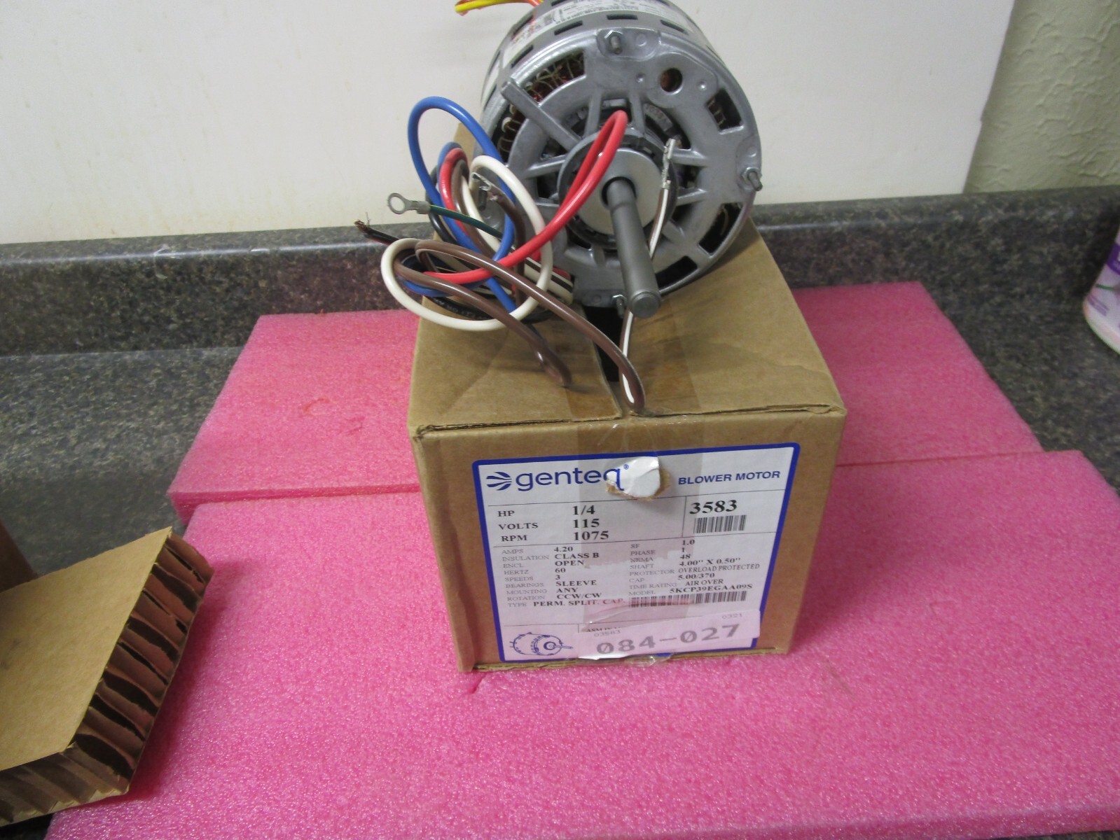 SEALED BOX! Genteq 3583 Blower Motor 1/4HP 115V 1075RPM 1-Phase 4.20AMPS