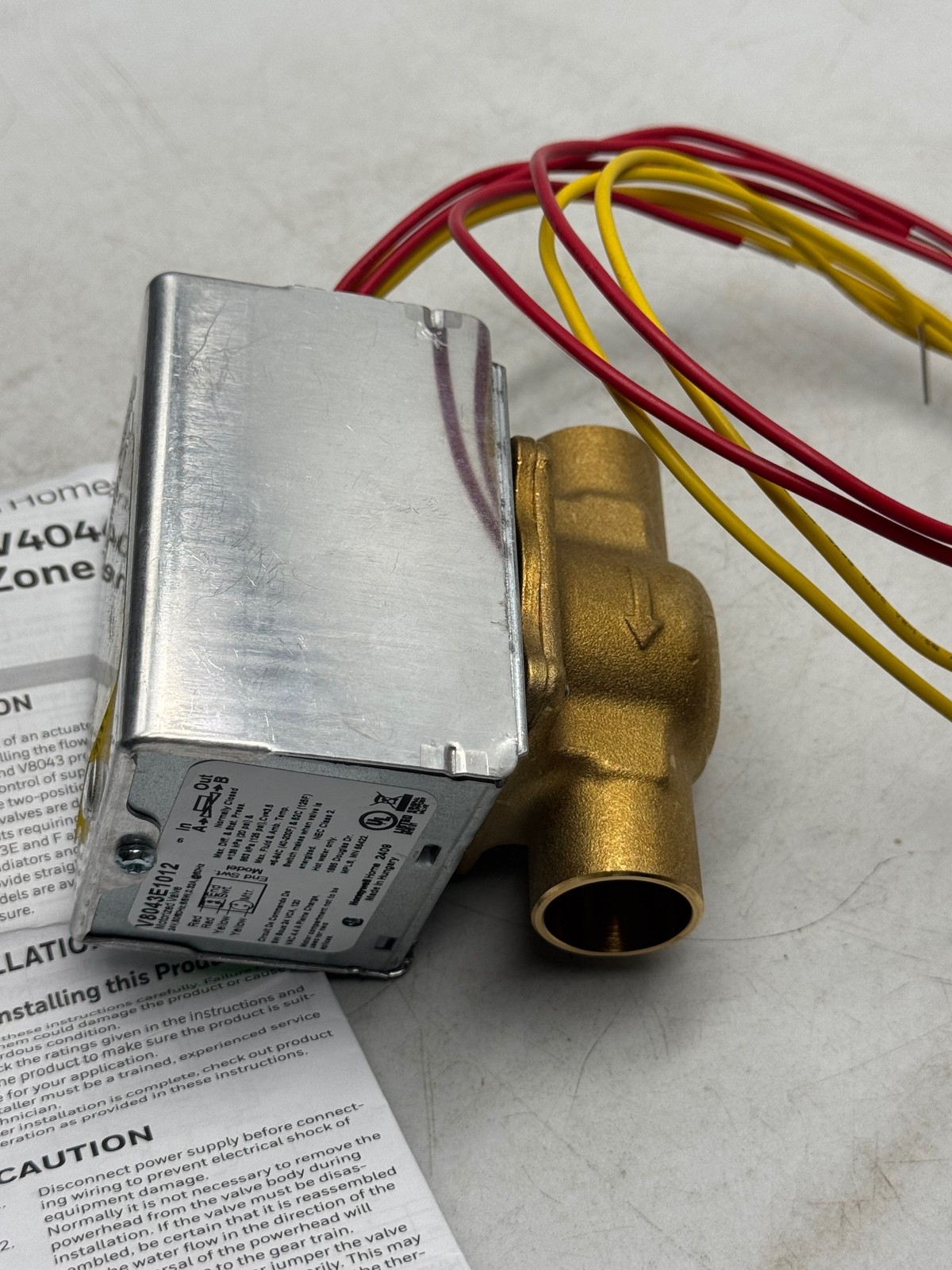 Honeywell Motorized Valve V8043E1012 24V Brass Zone Valve NC Hot Water Valve