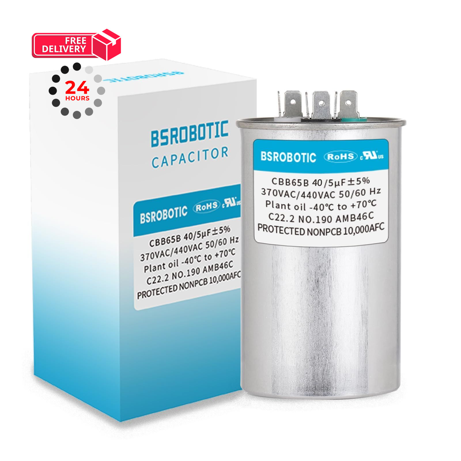 35/5 440v CBB65B AC Capacitor – 35+5 uf ±5% MFD 370/440 Volt Dual Run 35+5uf