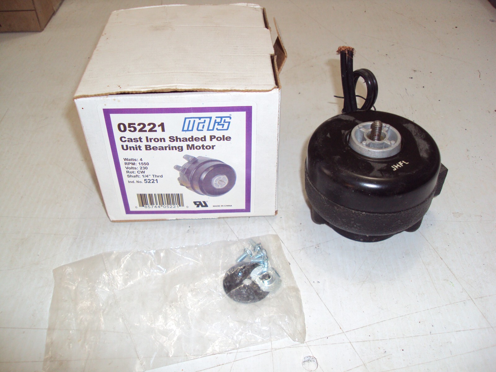 Brand New Mars brand Cast iron Shaded pole unit bearing motor, 230V, 05221
