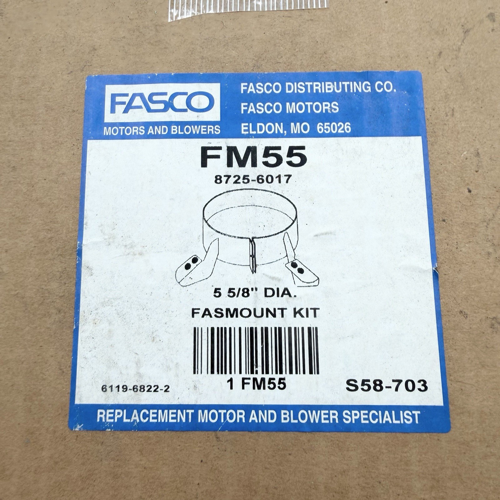 Fasco FM55 8725-6017 5-5/8in 3-Leg Torsion Flex Mount Bracket Blower UL CSA