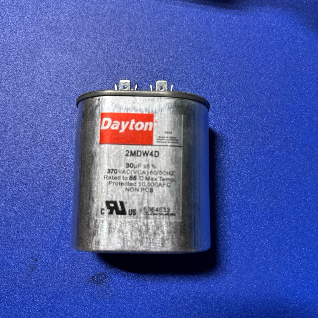 Dayton Motor Run Capacitor 30uF 370V 2MDW4D HVAC Oval Non PCB