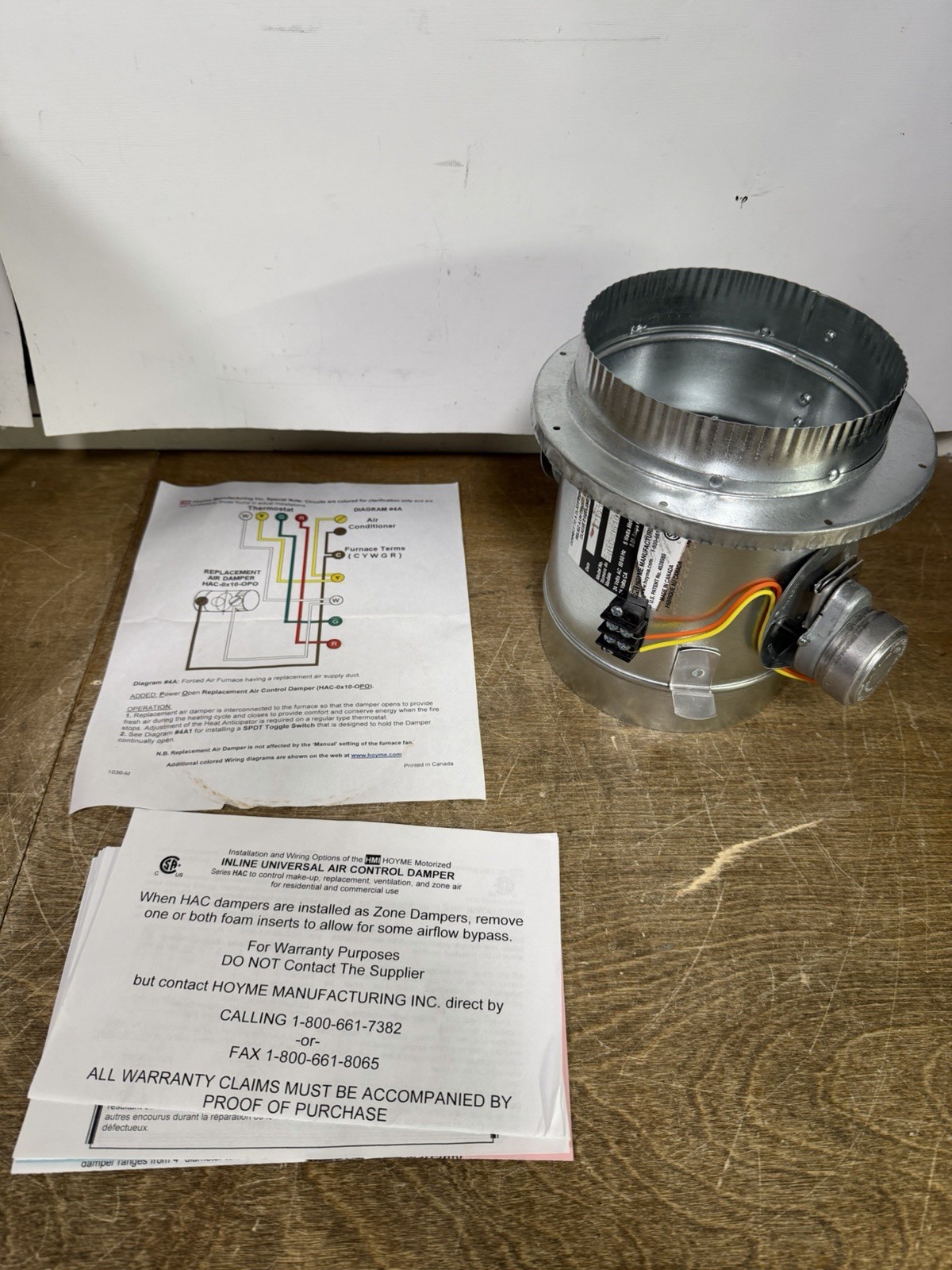 6” HOYME HVAC MOTORIZED ZONE CONTROL DAMPER HAC PO HAC-1610-0P0 24V AC OPEN BOX