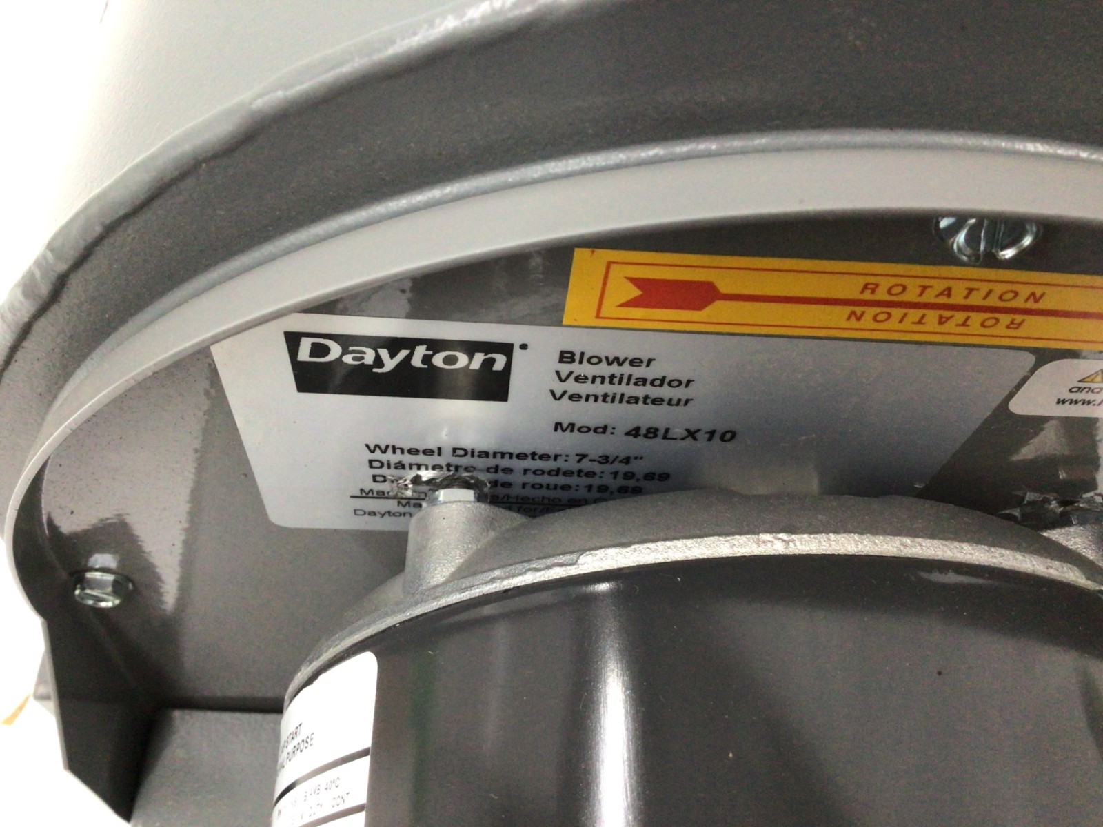 Dayton 48LX10 High Pressure Blower Wheel, Direct Drive Radial Blade 7-3/4 in Dia