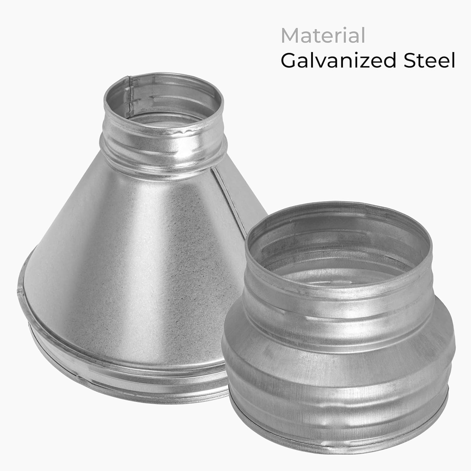 5″ to 4″ Inch round Duct Reducer – Male Fit Galvanized Steel Pipe Increaser – Co