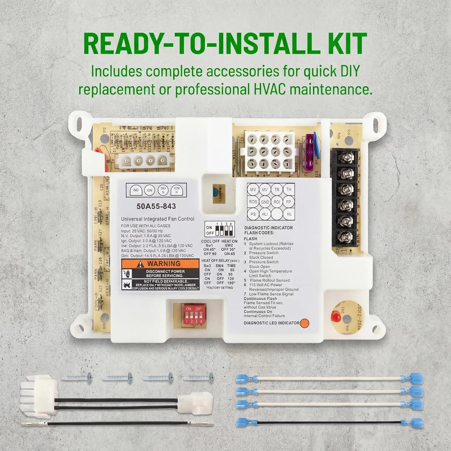 Furnace Control Circuit Board 50A55-843 Replacement for White-Rodgers