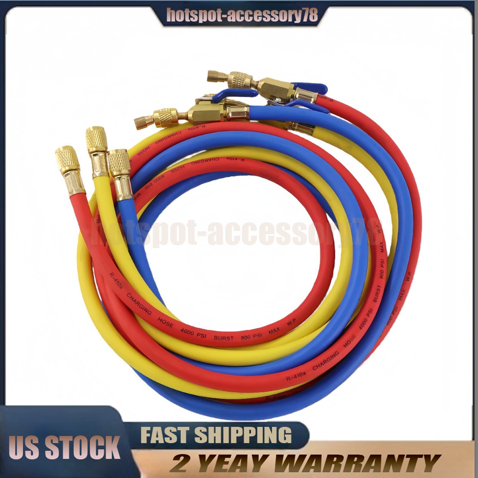 For 29986 Plus II 72″ HVAC Charging Hose Set 1/4″ (3-Pack) NEW
