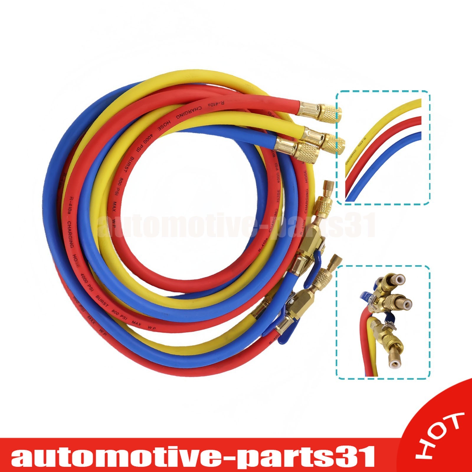 NEW For 29986 Plus II 72″ HVAC Charging Hose Set 1/4″ (3-Pack) US