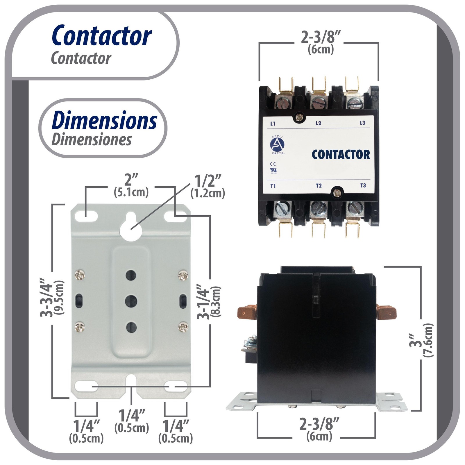 Appli Parts APAC-330120 Heavy Duty 3 Poles Contactor 30 Amp 120 Volts Coil Repla