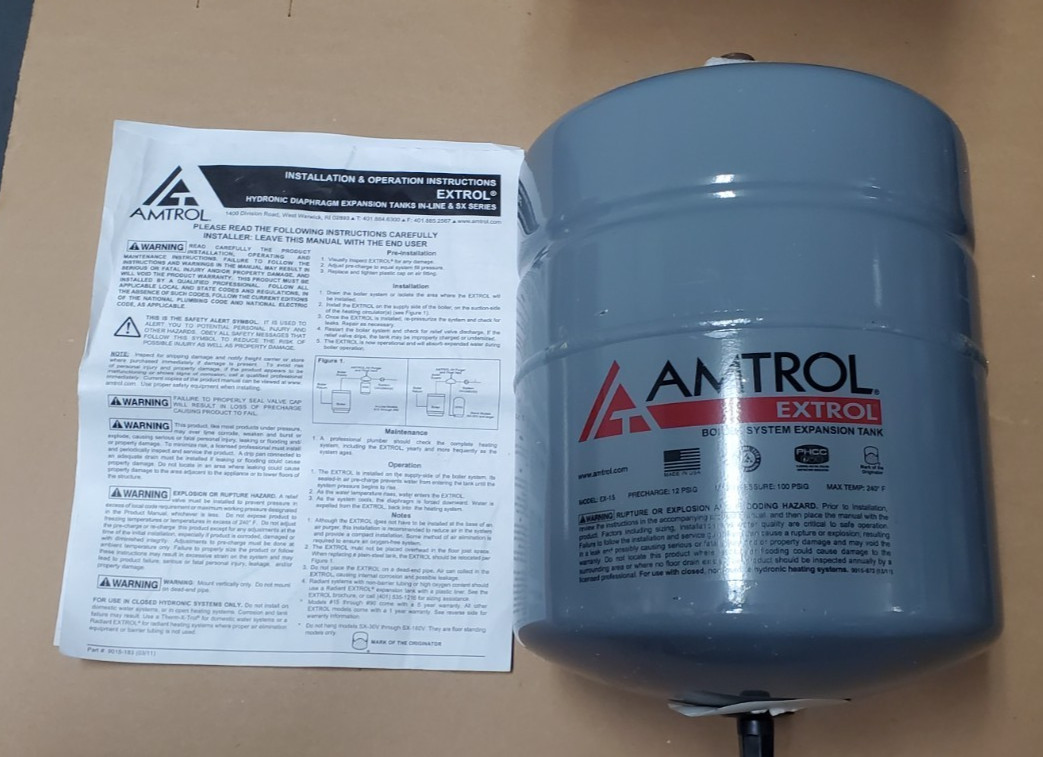 AMTROL EX-15 Hydronic Boiler Expansion Tank, 1/2″ Male NPT Inlet.