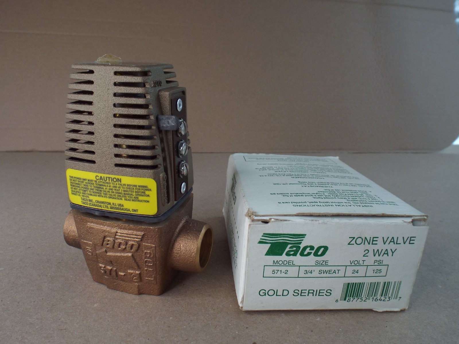 Taco Zone Valve 2 Way Gold Series 571-2 / 3/4″ 24V 125 PSI New Open Box – (Read)