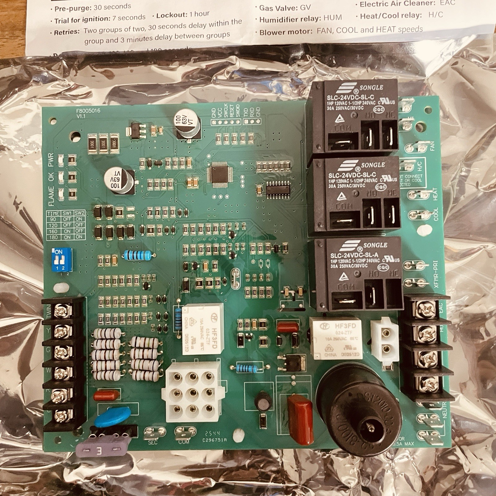 ICM292 Gas Furnace Control Board Rheem Ruud 62-24140-04 / 62-24140-02 / 62-24140