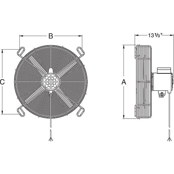 Dayton 2Atx8 Transformer Fan, 115/230V, 24 In., 7900 Cfm