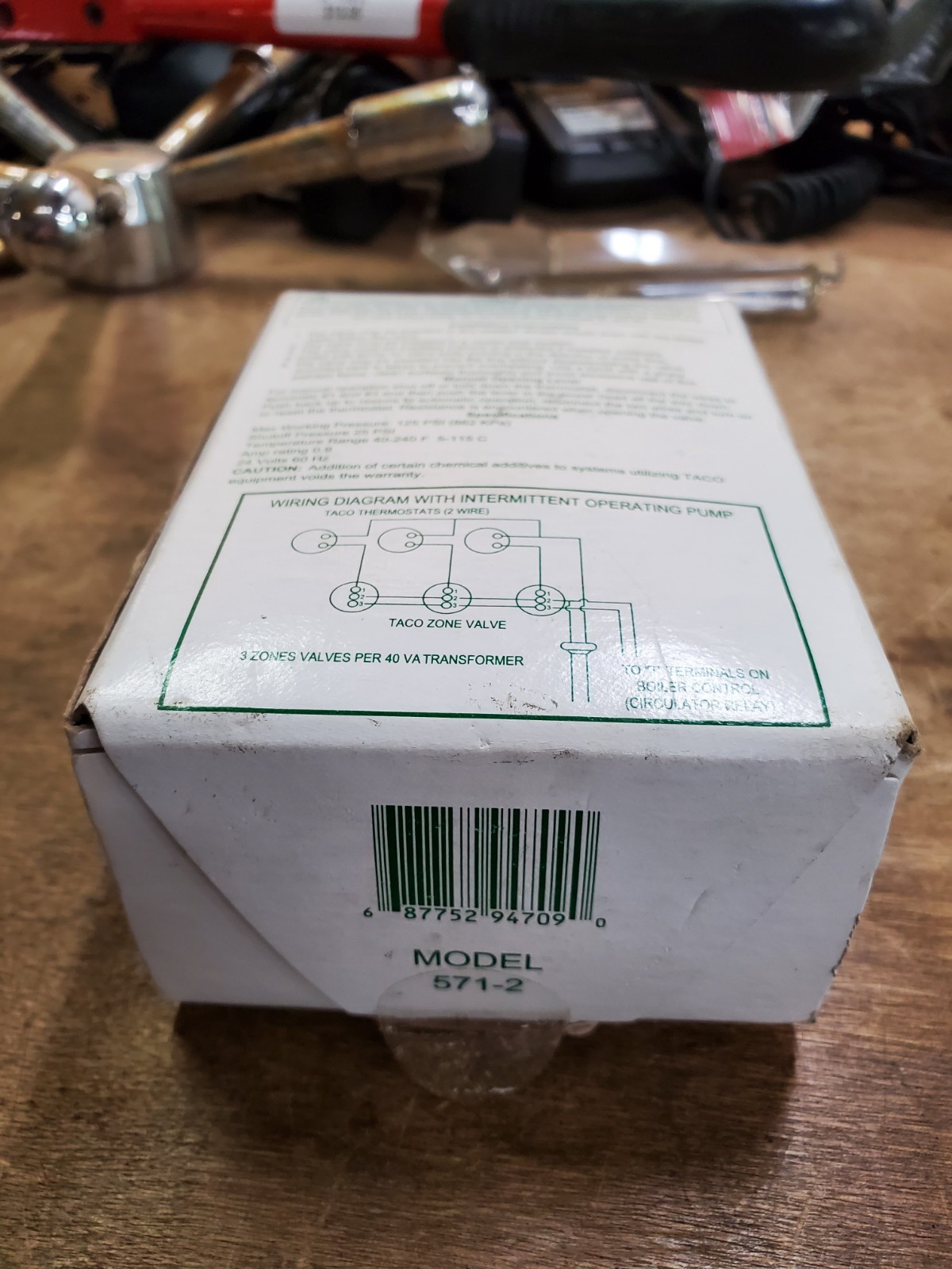 Taco 571-2 Gold Series Zone Valve, 2-Way 3/4-Inch Sweat, New in Box