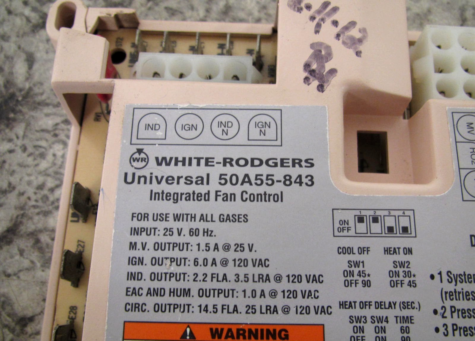 White-Rodgers 50A55-843 Universal Integrated Furnace Fan Control Board Module