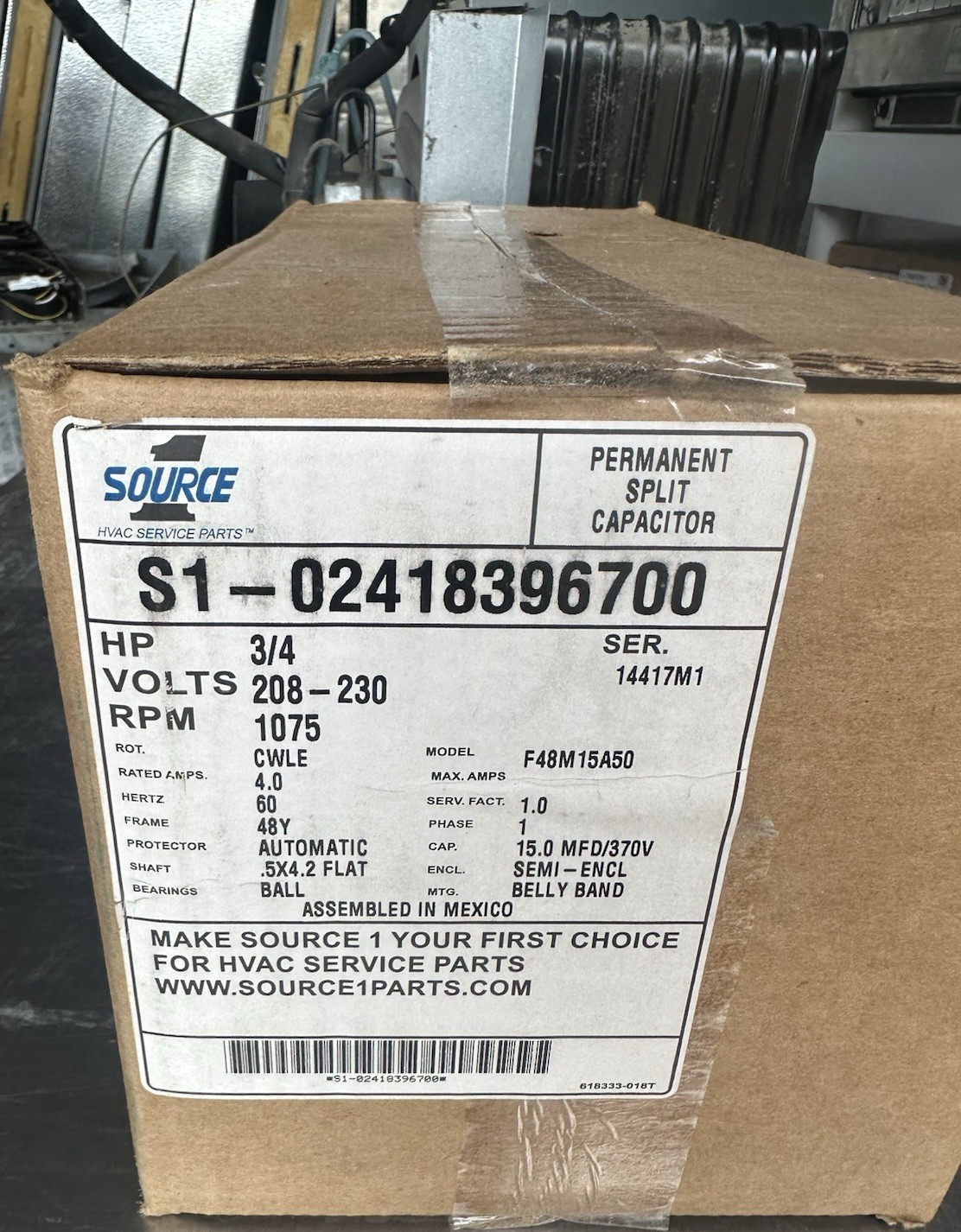 York S1-02418396700 Condenser PSC Motor 3/4 HP 208/230V 1-Phase 1075 RPM