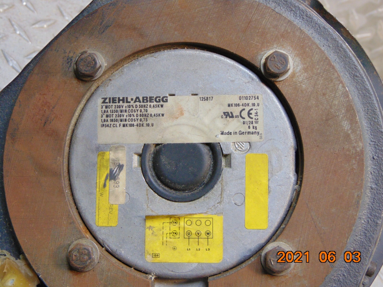 ZIEHL ABEGG MK106-4DK.10.U / MK1064DK10U FAN MOTOR