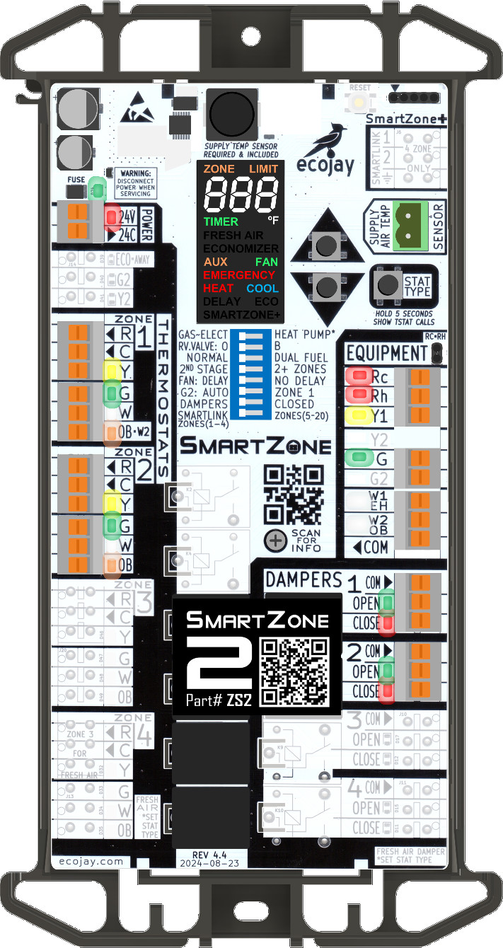 Universal 2 Zone Controler SmartZone-2L BEST Value HVAC Zoning Damper Control