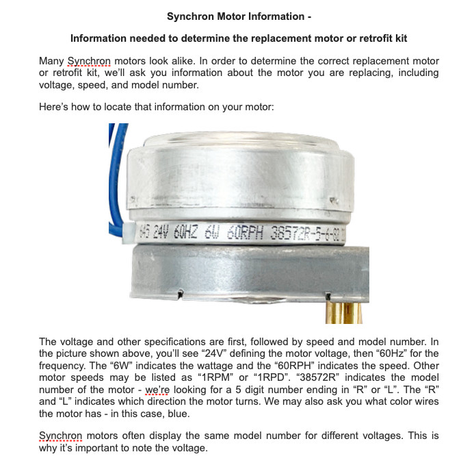 Replacement 24v Synchron Motor Actuator 38398L for RetroZone™️ Rect. Damper