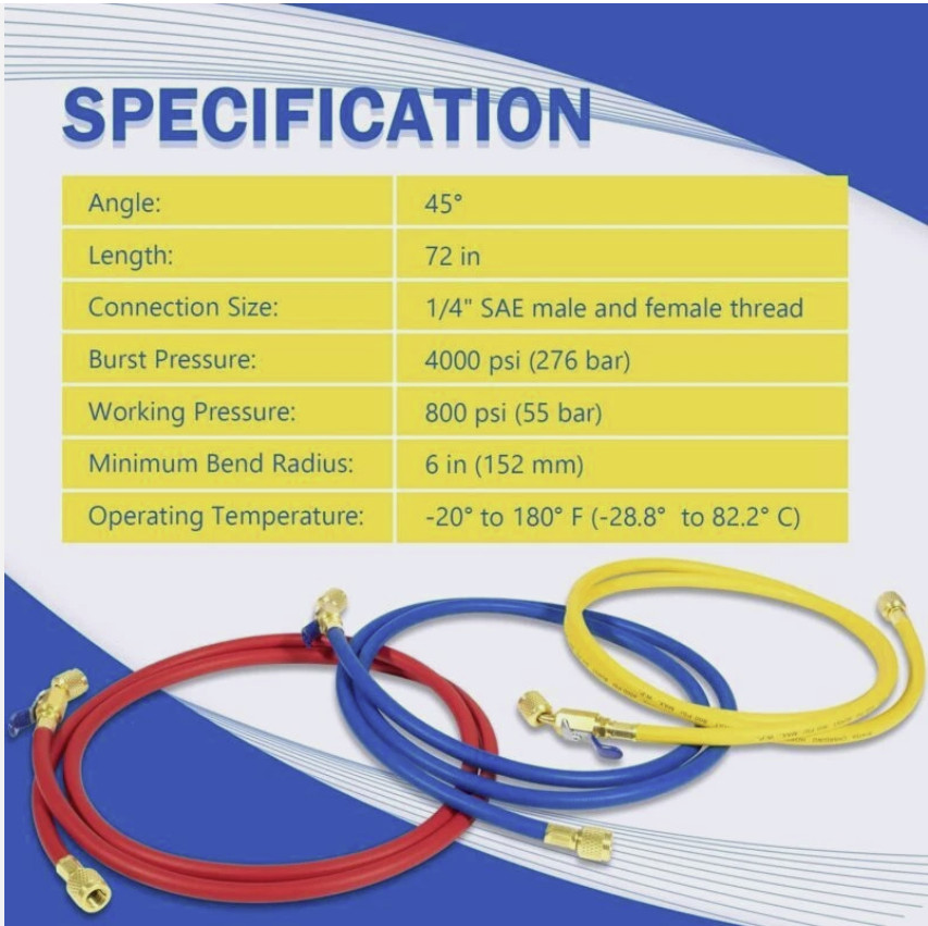 29986 Plus II 1/4″ Heavy-Duty Refrigerant Charging Hose with Compact Ball Valve