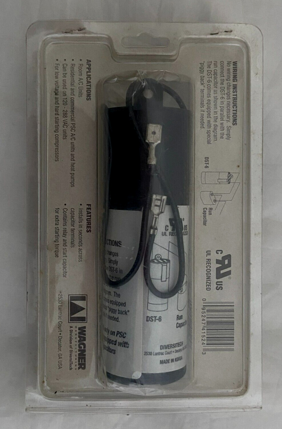 New Stock WAGNER TORQUE-PLUS (DST-6) Solid State Relay and Hard Start Capacitor