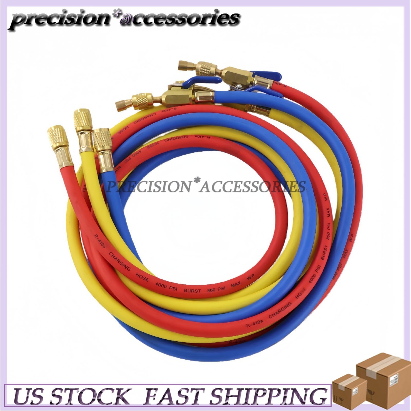 3Pack 29986 For R-410A Refrige Plus II 1/4″ Hose with Compact Ball Valve 72″