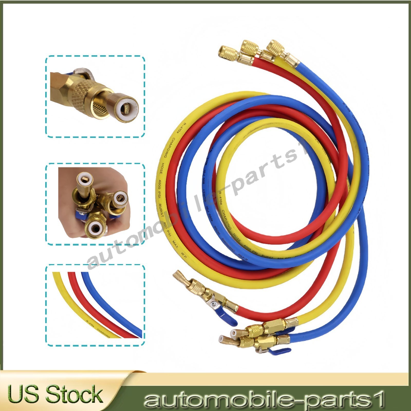 NEW For 29986 Plus II 72″ HVAC Charging Hose Set 1/4″ (3-Pack) USA