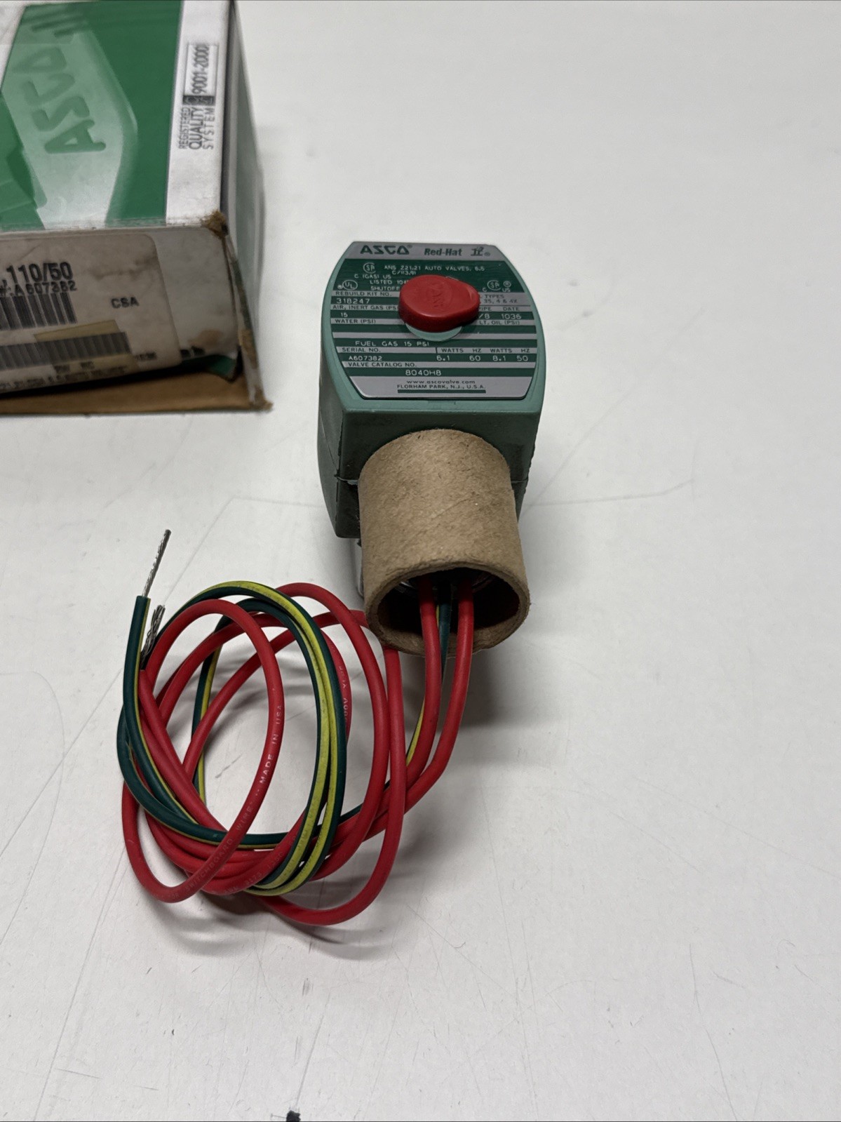 Asco 8040H8 RedHat 3/8″NPT Inline Solenoid Valve 120volt/60hz Coil