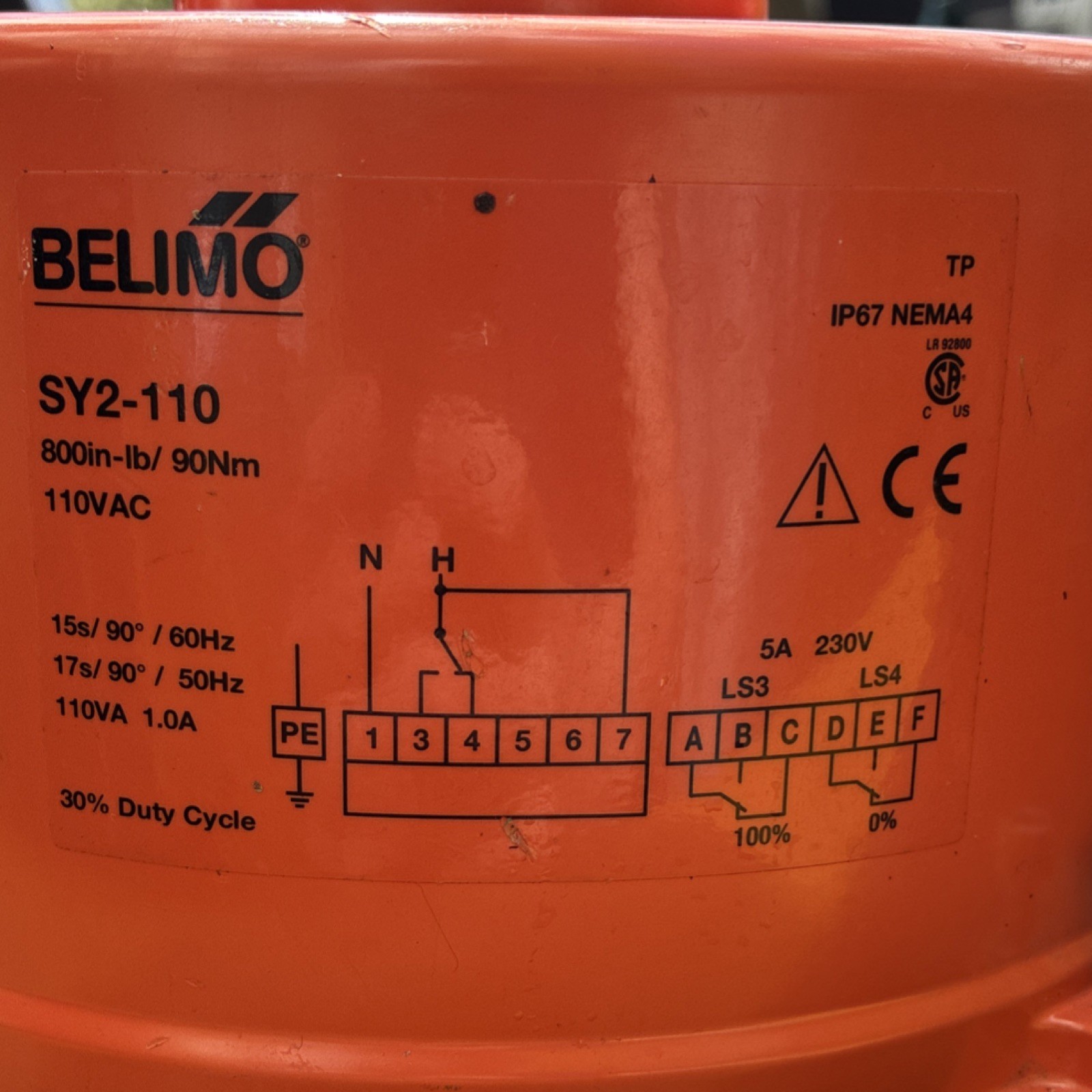 Belimo SY2-110 Damper Actuator Corded Electric 110V Metal MPN SY2-110