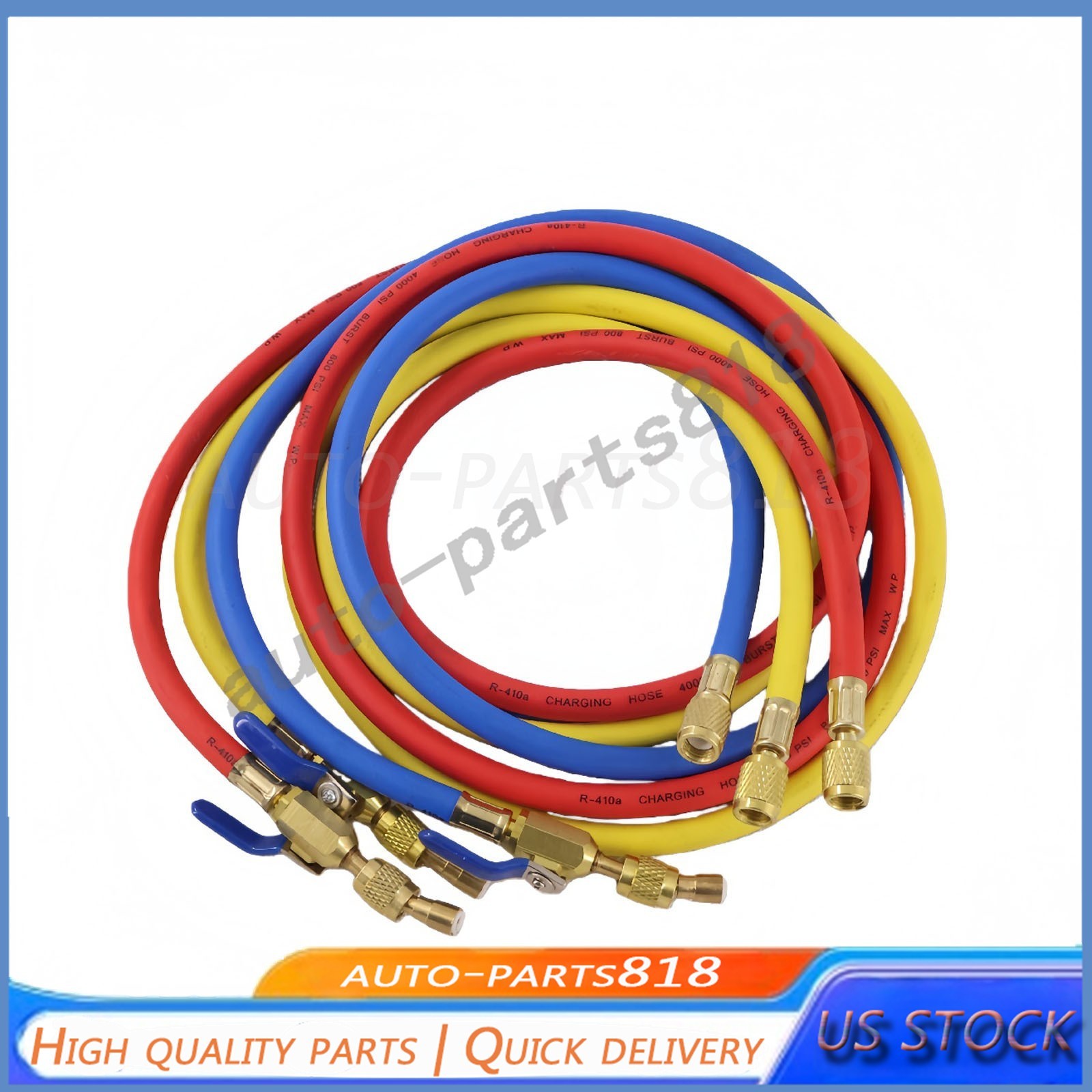 For R-410A Refrige 3Pack 29986 Plus II 1/4″ Hose with Compact Ball Valve 72″ US