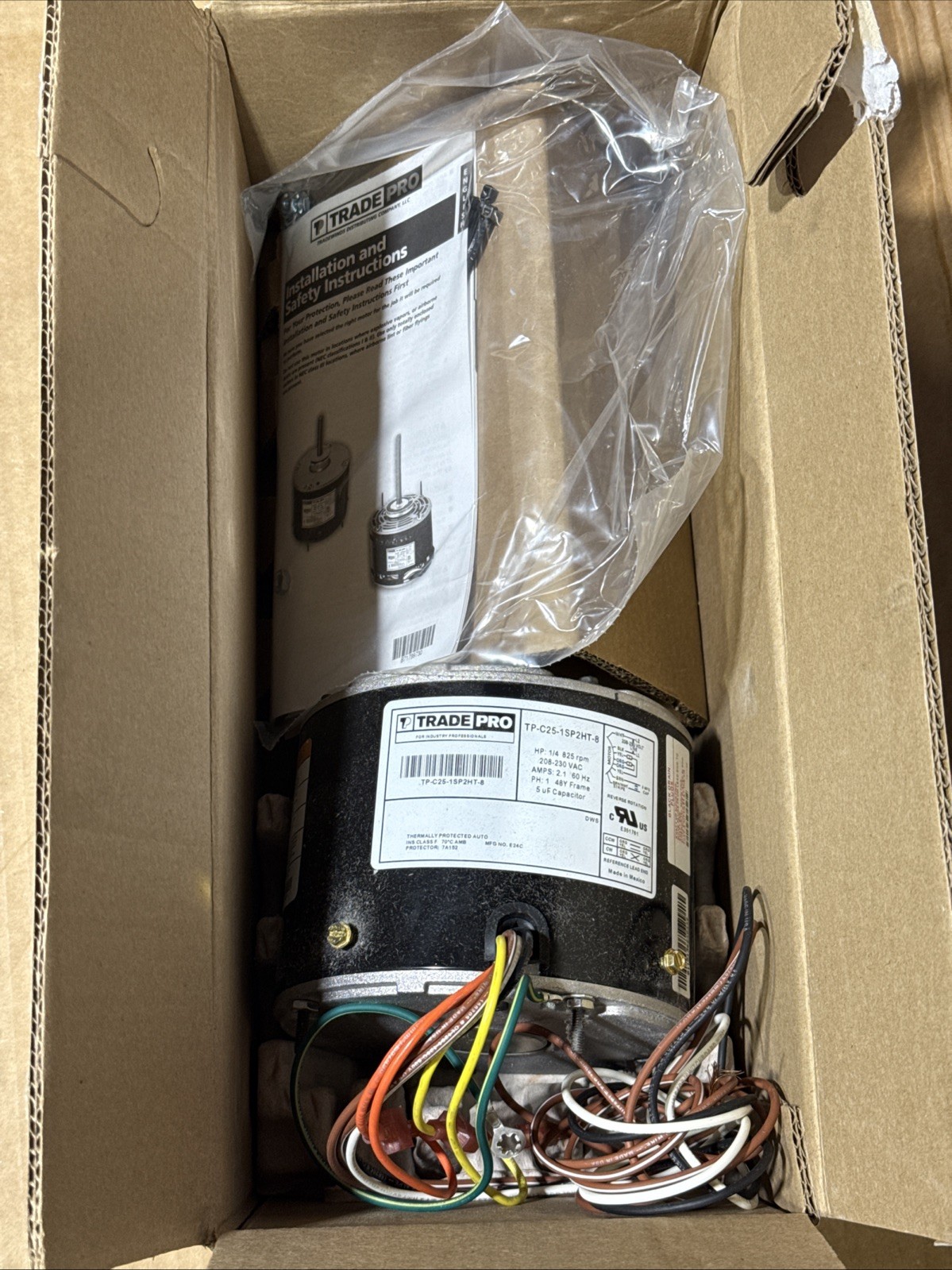TRADEPRO TP-C25-1SP2HT-8 Condenser Motor 1 Speed, 825 RPM, 208-230 Volt, 1/4 HP