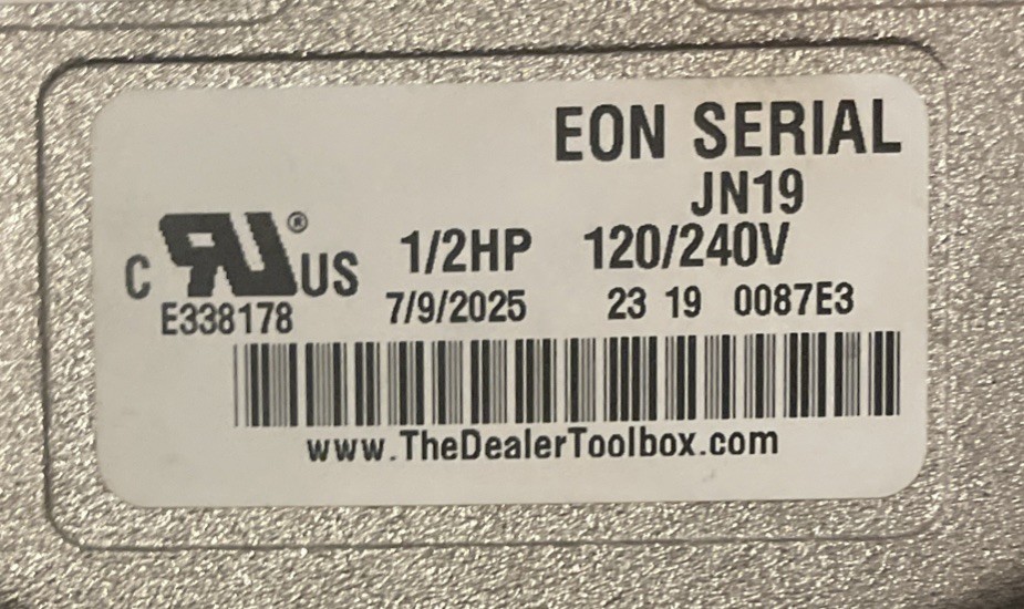 Genteq EON SERIAL JN19 Module Only 1HP 120/240V Dated 7/9/2025