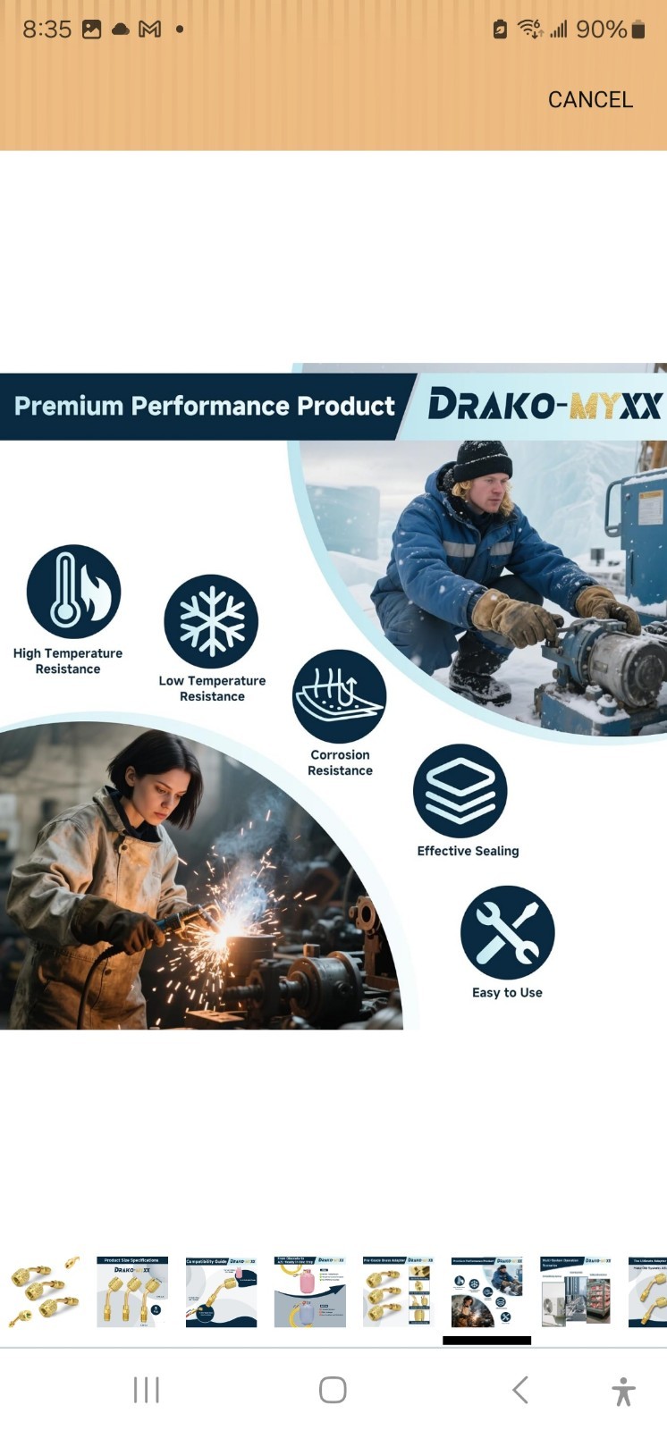 DRAKO-MYXX 3 Pcs A2L R 32 R-454B Adapter 1/4″ LH Female To 1/4″ RH male