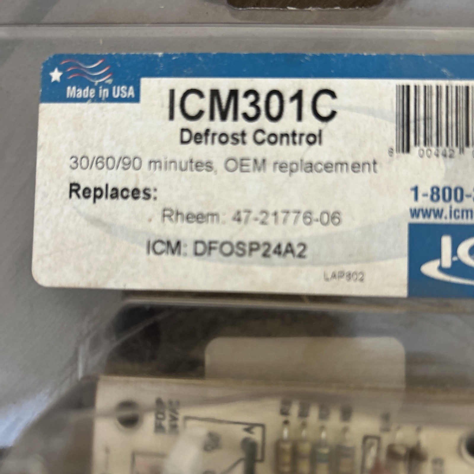 ICM301C ICM Controls Defrost Control Board 30/60/90 Minutes OEM Replacement
