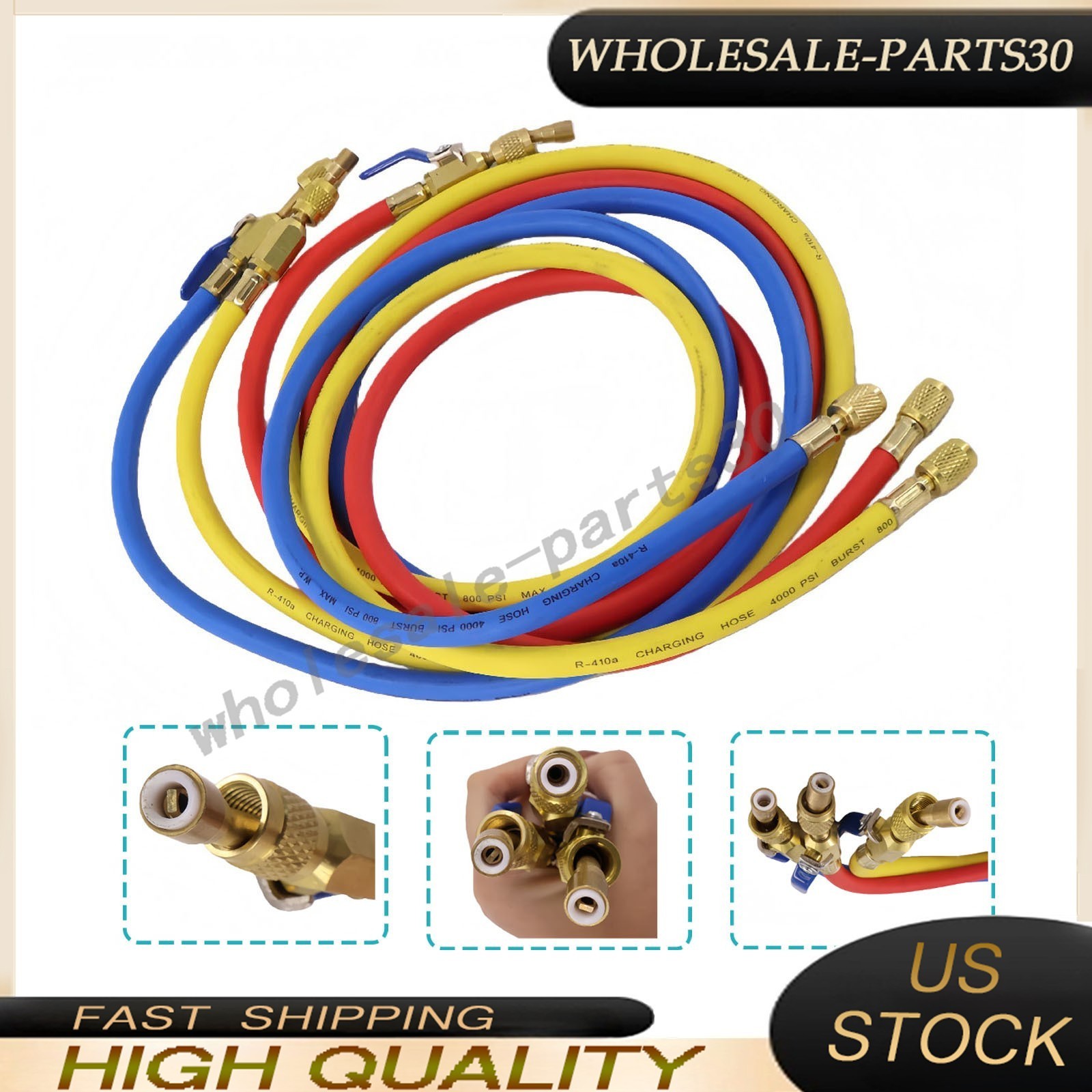 For 29986 Plus II 72″ HVAC Charging Hose Set 1/4″ (3-Pack) NEW USA