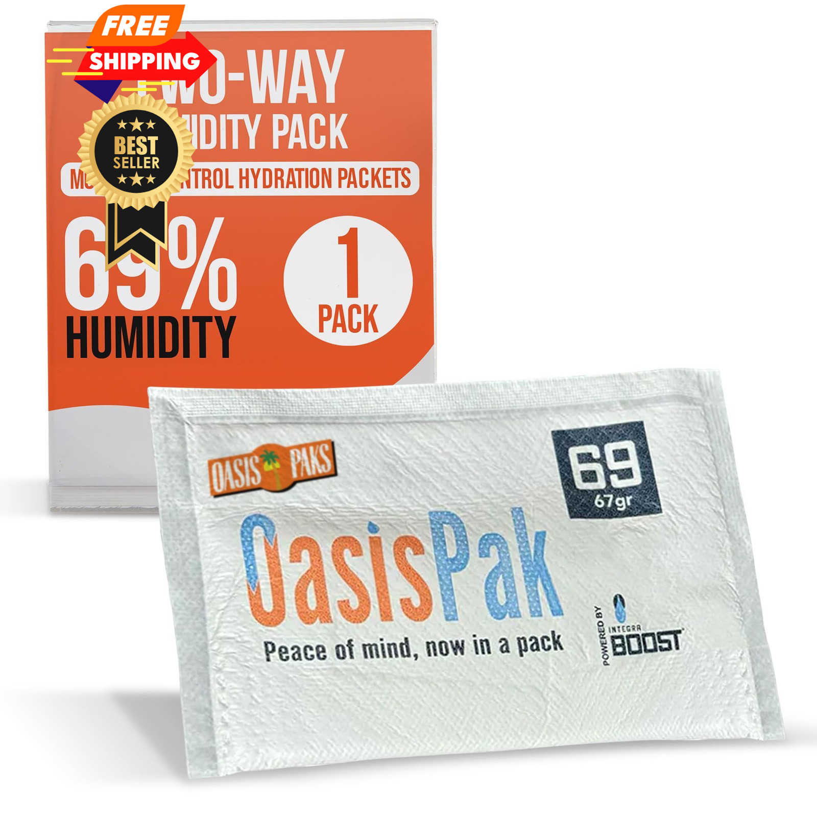 OasisPak 69% RH Two-Way Humidity Control Packs (1 Pack) – 67 Gram 1 Pack