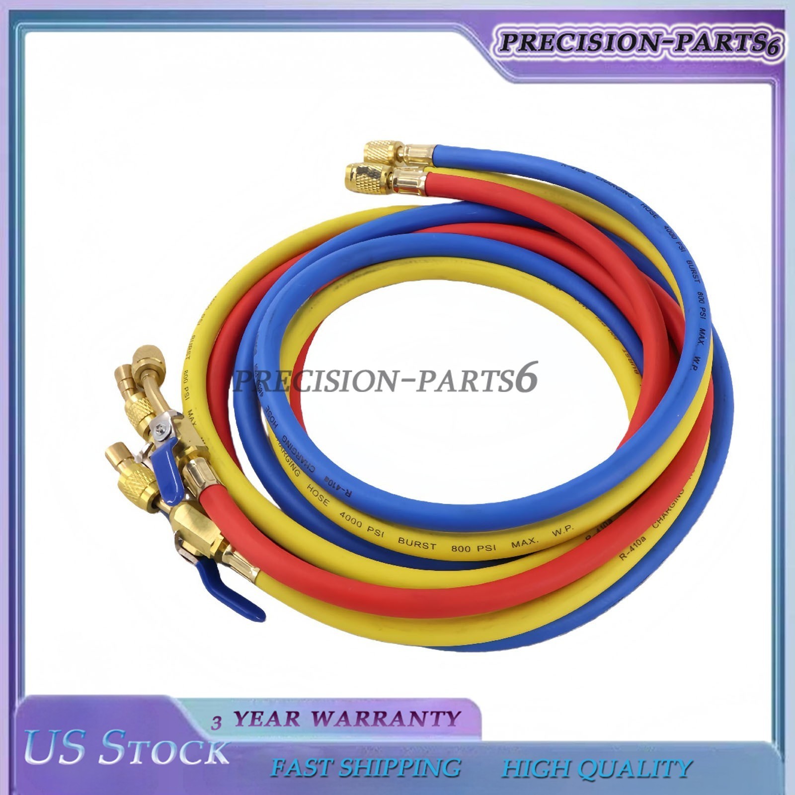 3X 29986 Plus II 1/4″ Hose with Compact Ball Valve End Refrigerant Charging Hose