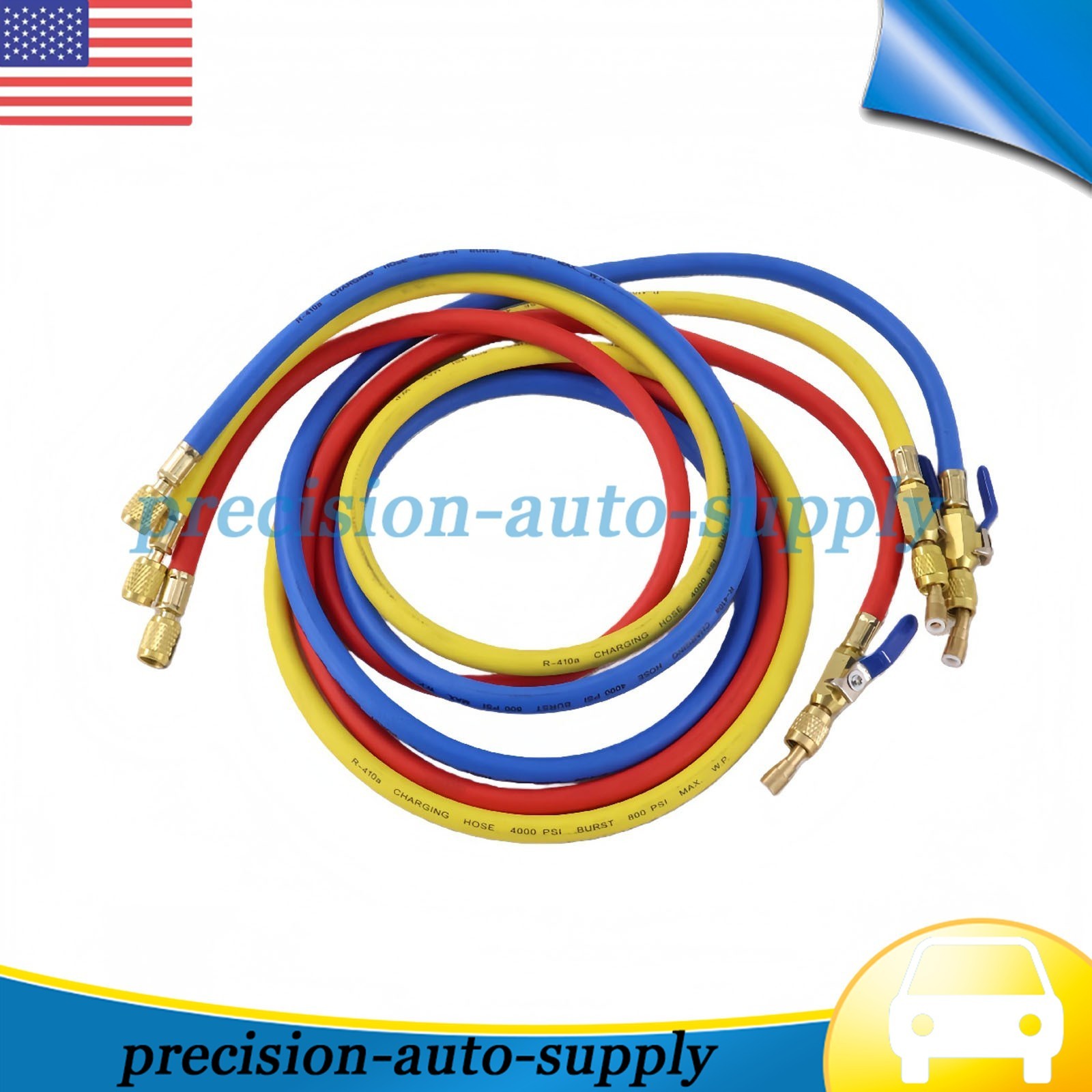 Fit For Plus II 72″ Charging Hose Set 1/4″ Compact Ball Valve 3 Pack