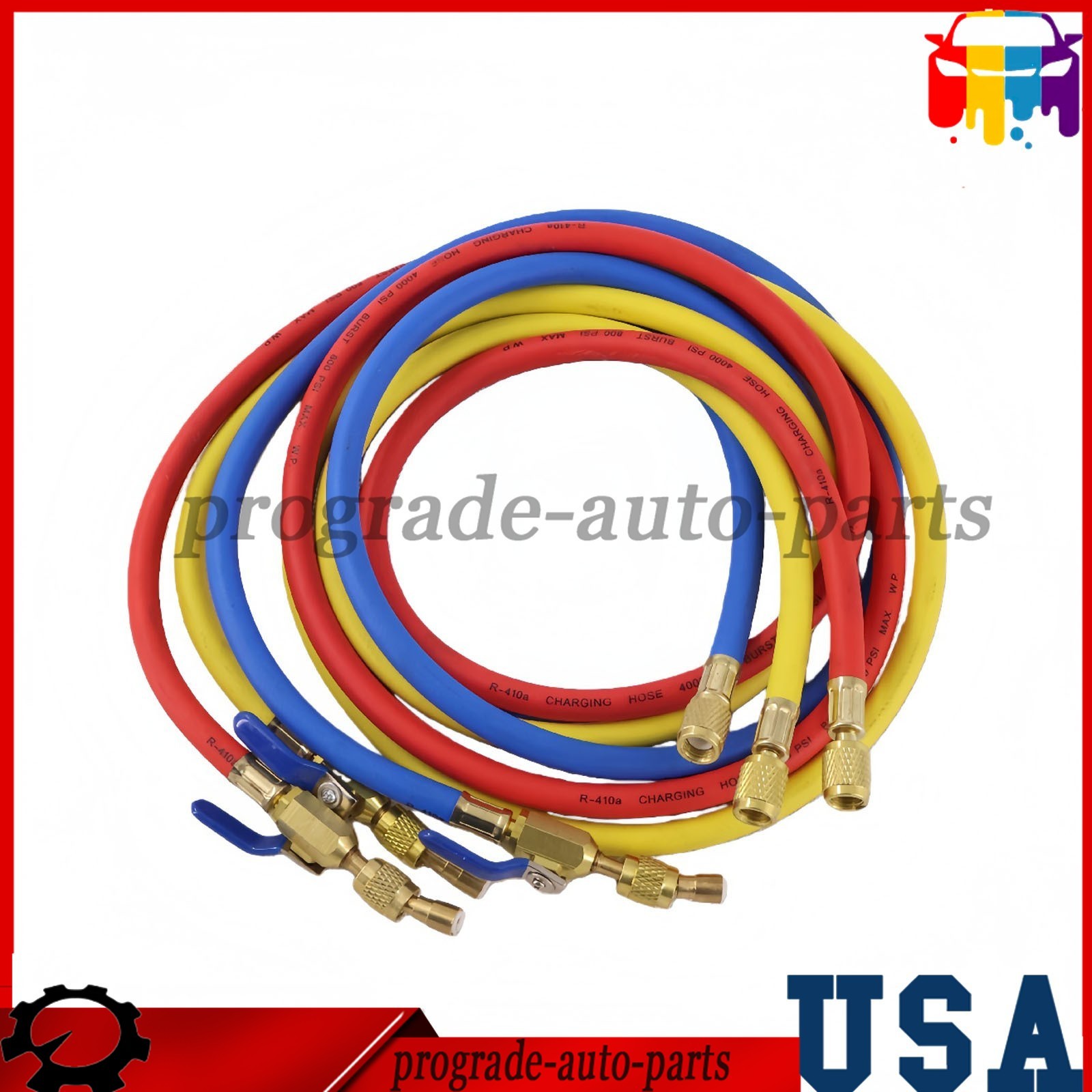 For Plus II 72″ Charging Hose Set 1/4″ Compact Ball Valve 3 Pack US STOCK