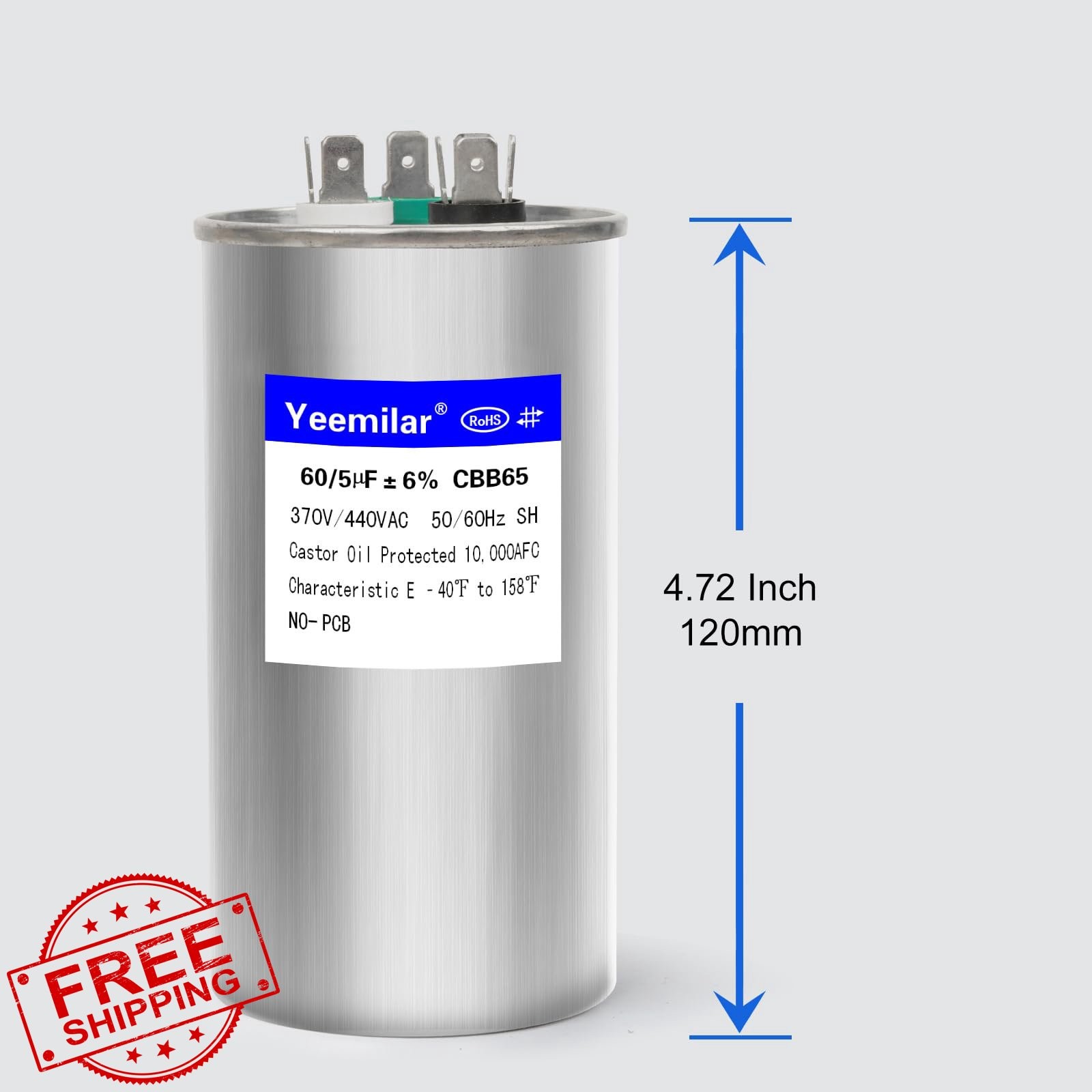 60/5uF 370V/440V CBB65 AC Run Capacitor, HVAC Motor Start Fan Capacitor