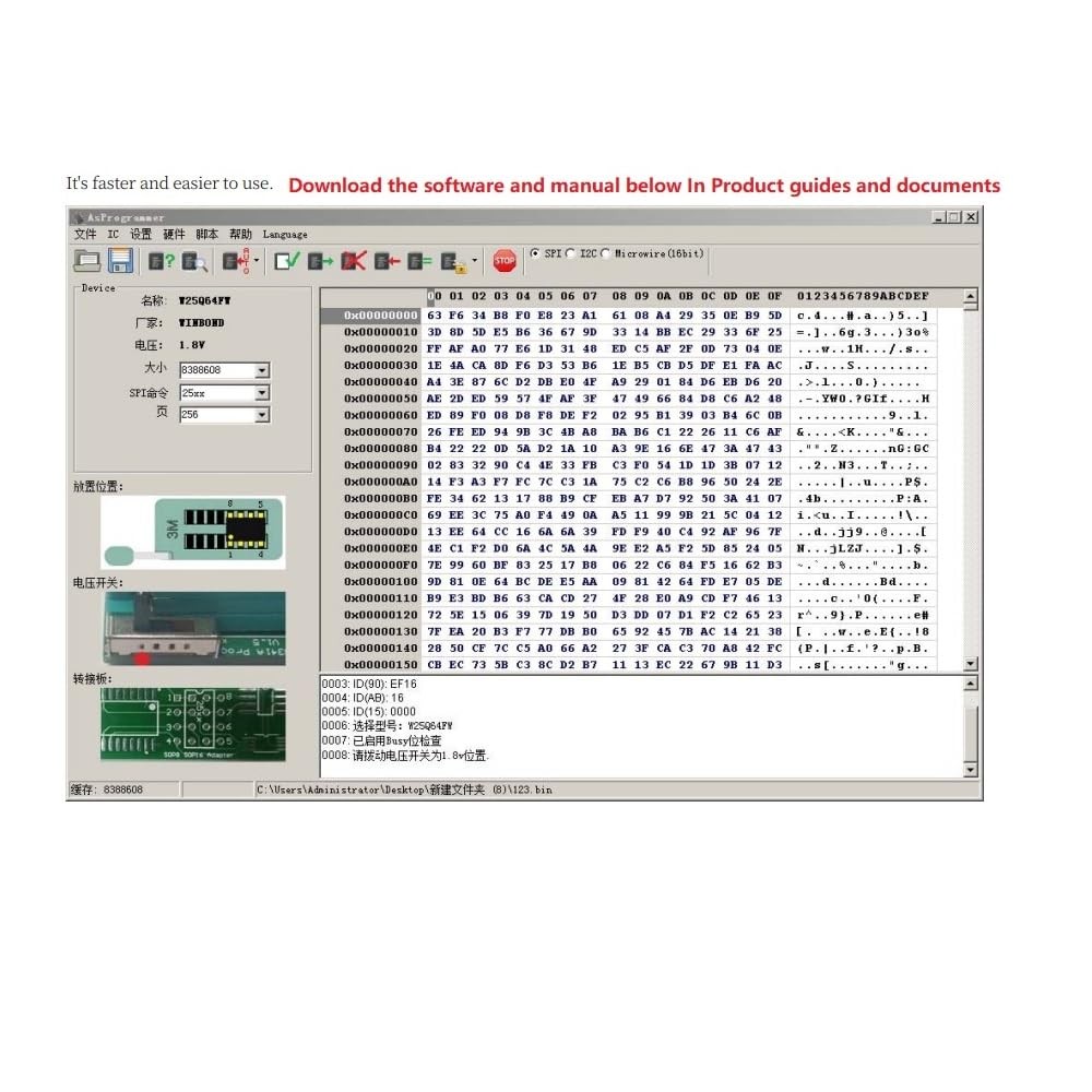 CH341A Programmer V1.7 1.8V Level Conversion W25Q64FW W25Q128FW GD25LQ64