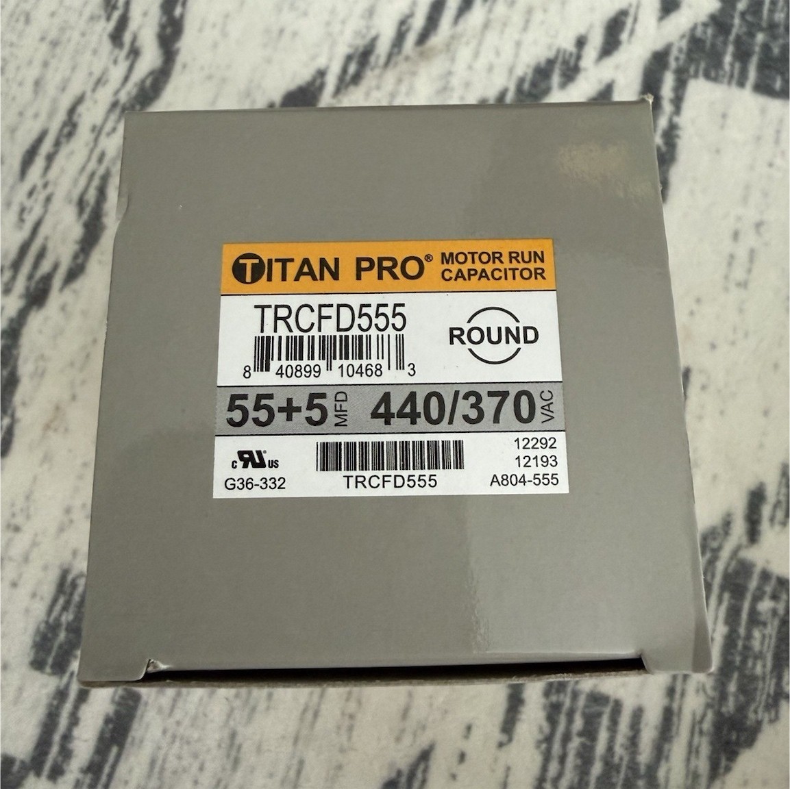 Titan Pro Motor Run Capacitor 55+5 µF Round 440/370 VAC TRCFD555
