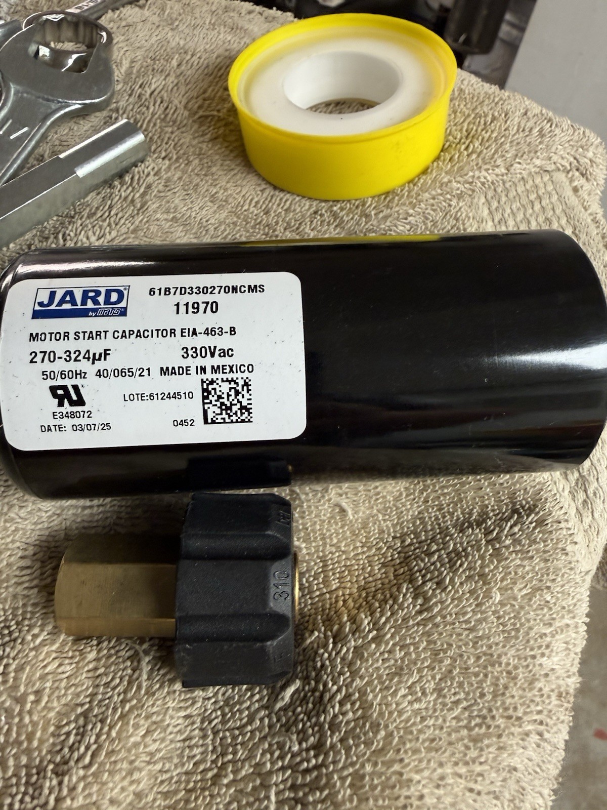 JARD 11970 Motor Start Capacitor 270-324 MFD 330 VAC MPN 61B7D330270NCMS