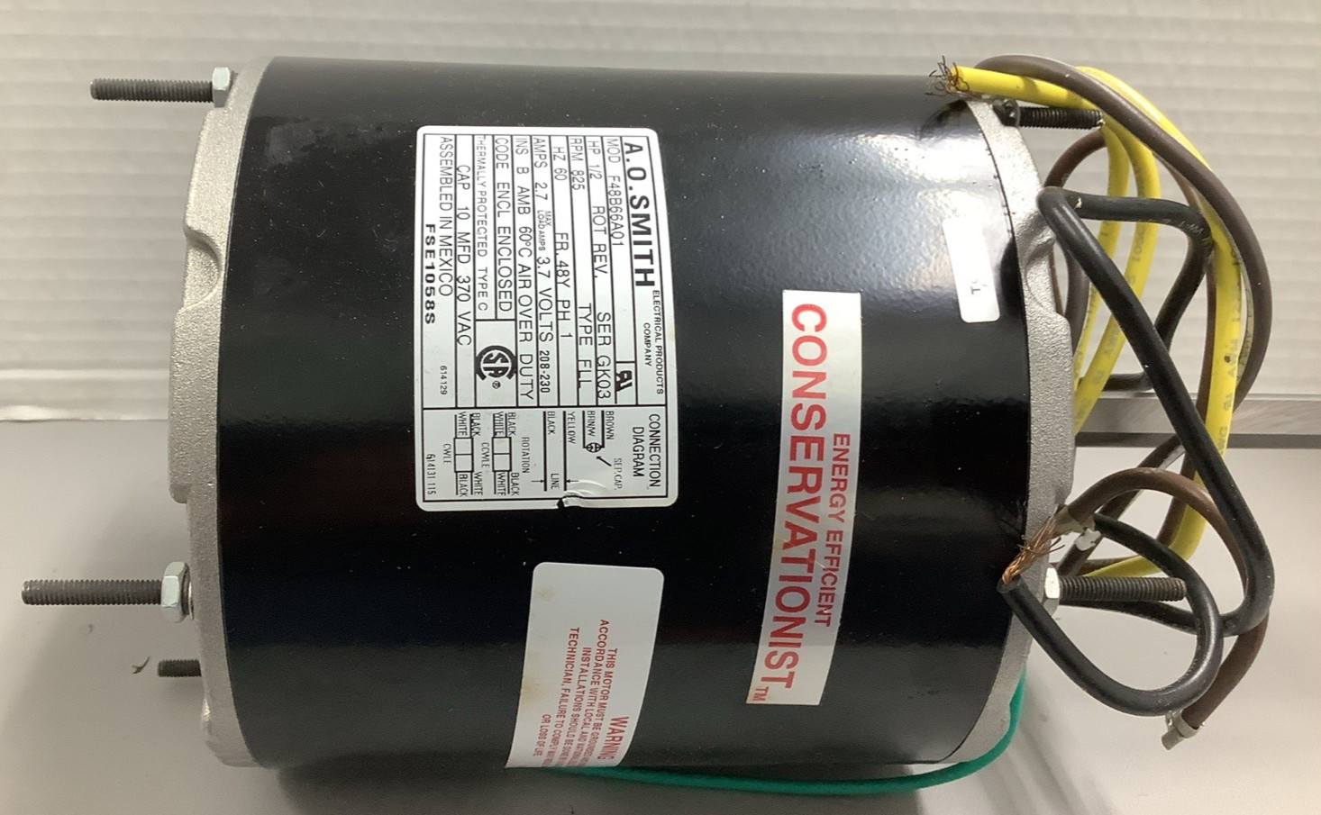 A.O. Smith FSE1058S Sleeve Bearing Condenser Fan Motor 1/2HP, 825RPM (R35)