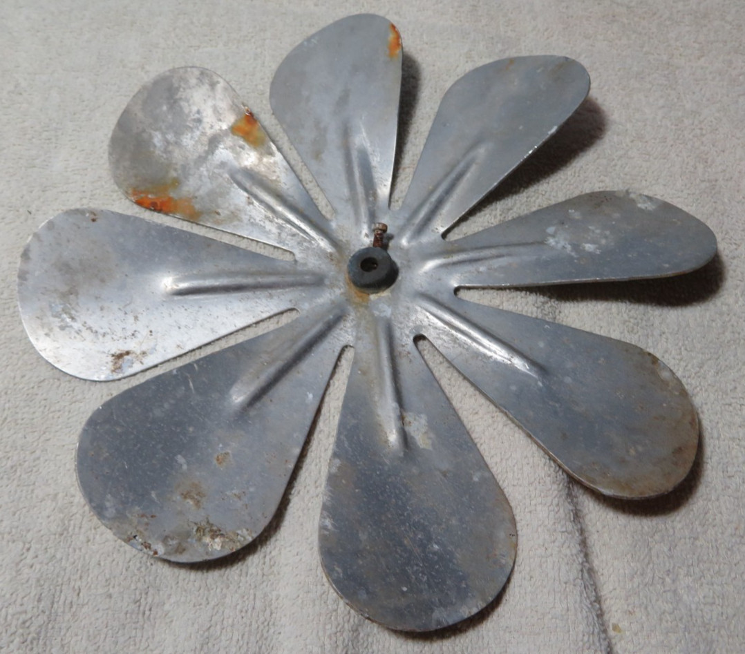 VINTAGE ALUMINUM FAN 8 BLADE MAN CAVE DECOR Steampunk Robot Altered Art