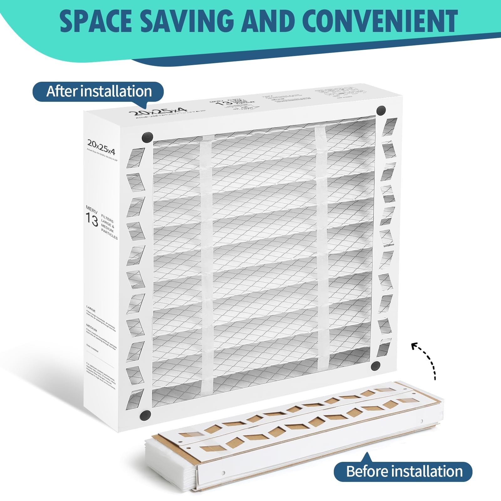 Derblue 2Pack 20X25X4 Ac Furnace Filter Replacement Merv 13 Compatible